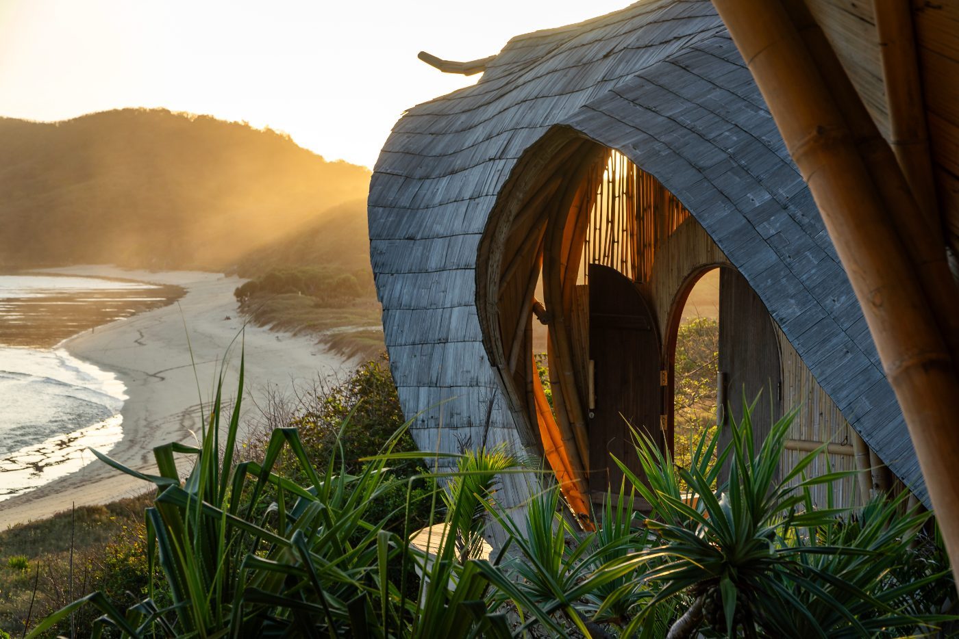 Bamboo sanctuary & ocean panorama at sunset, Sumbawa