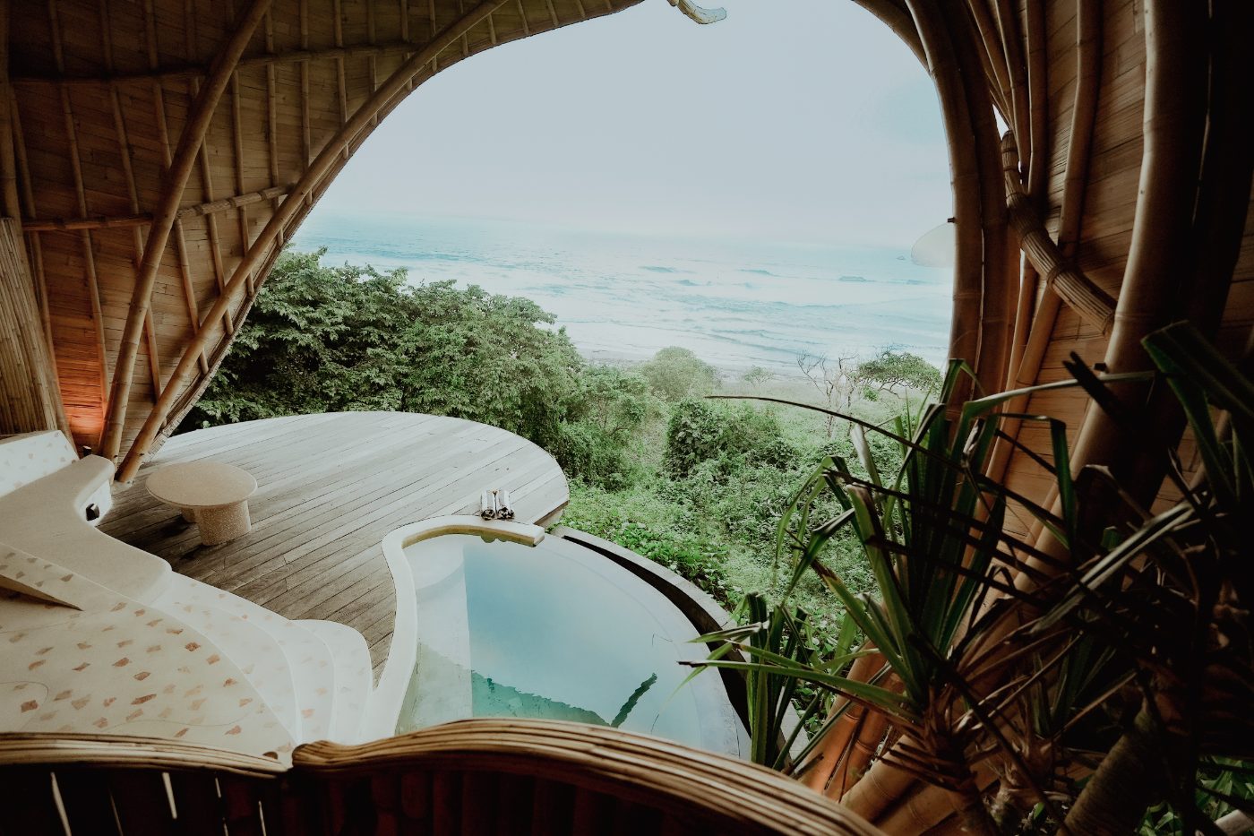 A quiet bamboo sanctuary overlooking the ocean